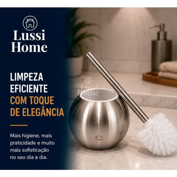 Escova Sanitária Banheiro com Suporte Inox Cerdas Resistentes Vaso Sanitário Limpeza Decoração Clean