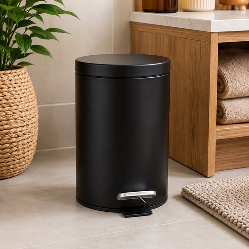 Lixeira com Pedal e Tampa 5 Litros - Preta