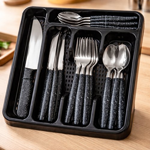 Conjunto de Talheres Caprese 26 Peças - Preto Granito