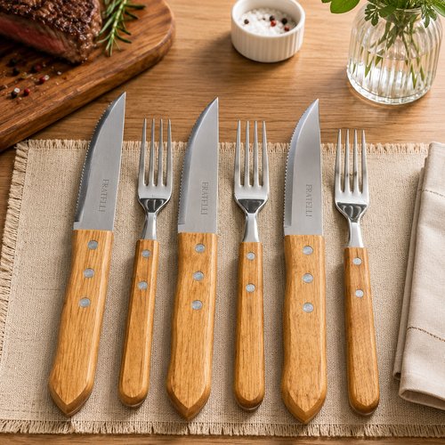 Jogo de Talheres Jumbo para Churrasco inox 6 Peças