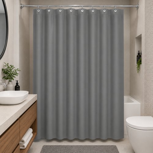 Cortina de Box Vinil com Ganchos - Cinza