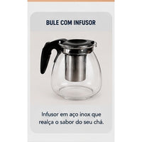 KIT Chaleira Elétrica e Bule Difusor com filtro - 127 ou 220V Jarra 1,8 Litros Resistente Inox Cromada Prático