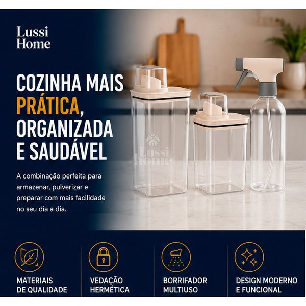 Kit Organizador Lavanderia 3 Peças Dispenser 2,3L 1,5L Borrifador 500ml Acrílico Sabão Amaciante Decoração