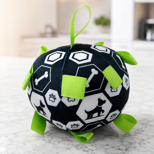 Bola de Pelúcia com Sino para Pet - Preta