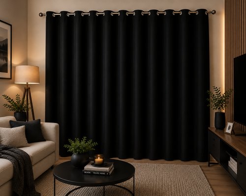 Cortina Black- out com Ilhós 280x250cm - Preto
