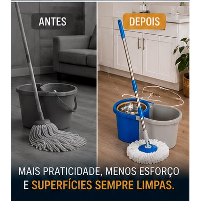 Mop Giratório com Balde Duplo Para uma Limpeza Prátida e Rápida 360