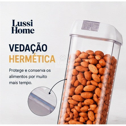 Kit 3 Potes Herméticos Multiuso 1200ml com Colheres Medidoras Mantimentos Grãos Cozinha Organização