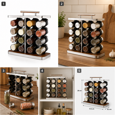 Conjunto 16 Potes de Condimentos Vidro 80ml - Inox