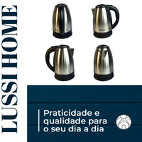Chaleira Elétrica Inox 2 Litros 1000W Bivolt 127v 220v Base Giratória Desliga Sozinha Água Quente Cozinha