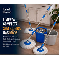 Mop Giratório com Balde Duplo Para uma Limpeza Prátida e Rápida 360