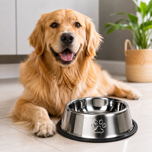 Comedouro Antiderrapante Redondo Para Cachorro e Gato 30cm - Inox