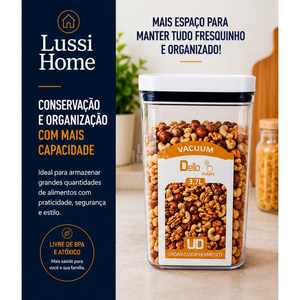 Pote Hermético Retangular Pumps 3,7 Litros Mantimentos Alimentos Cozinha Organização Despensa