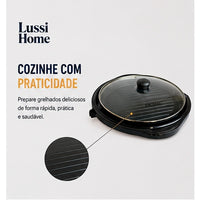 Grill Elétrico Redondo 1200W 127V 220V Antiaderente Termostato Churrasqueira Sem Fumaça Apartamento