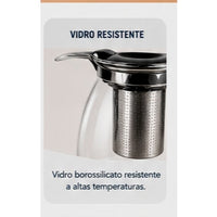 KIT Chaleira Elétrica e Bule Difusor com filtro - 127 ou 220V Jarra 1,8 Litros Resistente Inox Cromada Prático