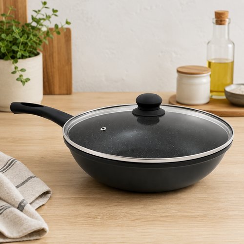 Frigideira com Tampa Revestida Nanocerâmico 28cm- Preta