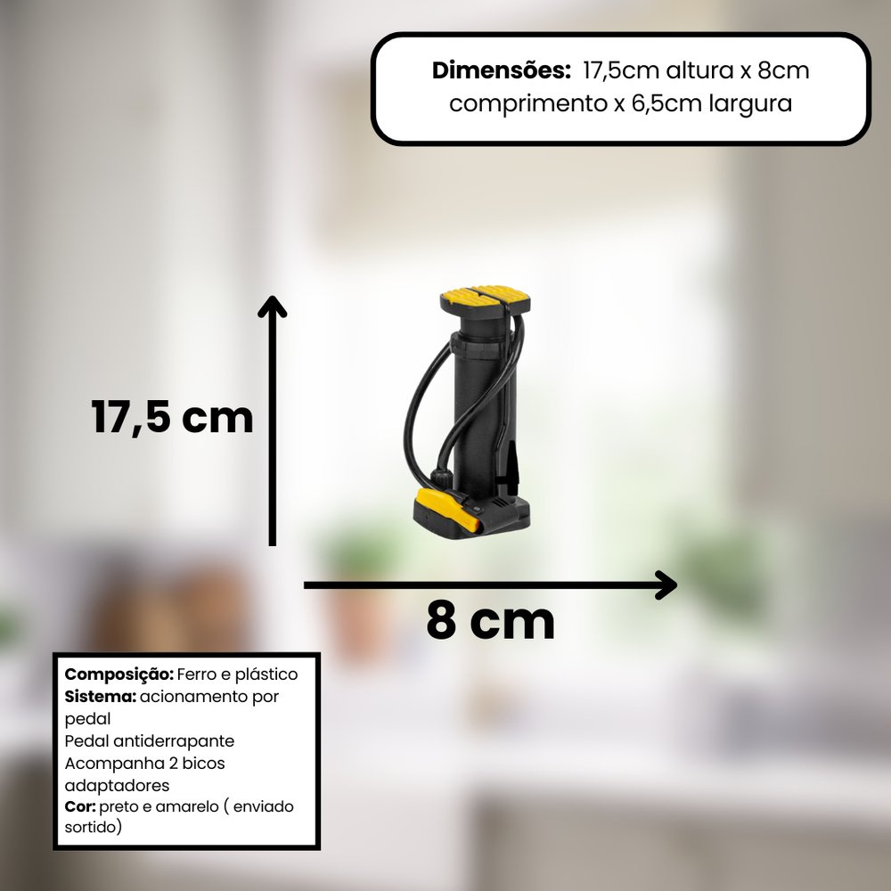Bomba de Ar com Pedal e Adaptador