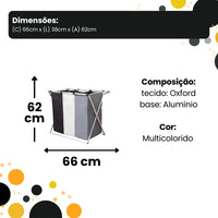 Cesto de Roupas Multiuso com 3 Compartimentos