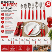 Conjunto Talheres 42 Peças New Caprese - Vermelha