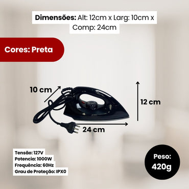 Ferro de Passar a Seco Soft 127V - Preta
