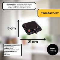 Fogão Elétrico por Indução 1 Boca 220V - Preta