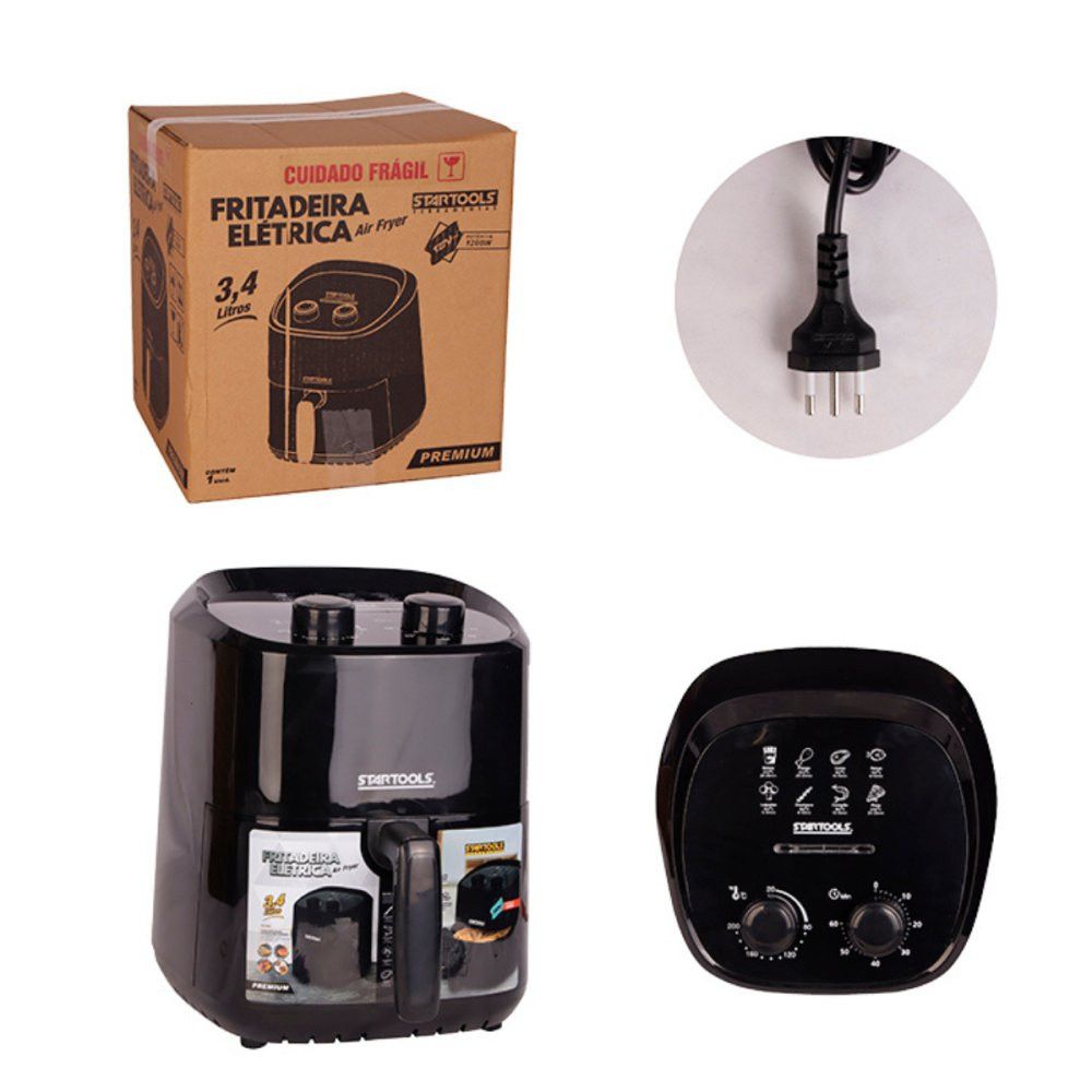 Fritadeira Elétrica Air Fryer Preto 127V - 3,4 Litros