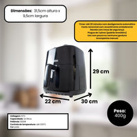 Fritadeira Elétrica Air Fryer Preto 127V - 3,4 Litros