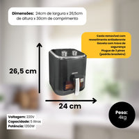 Fritadeira Elétrica Air Fryer Sem Oléo Preto 220V - 5 Litros