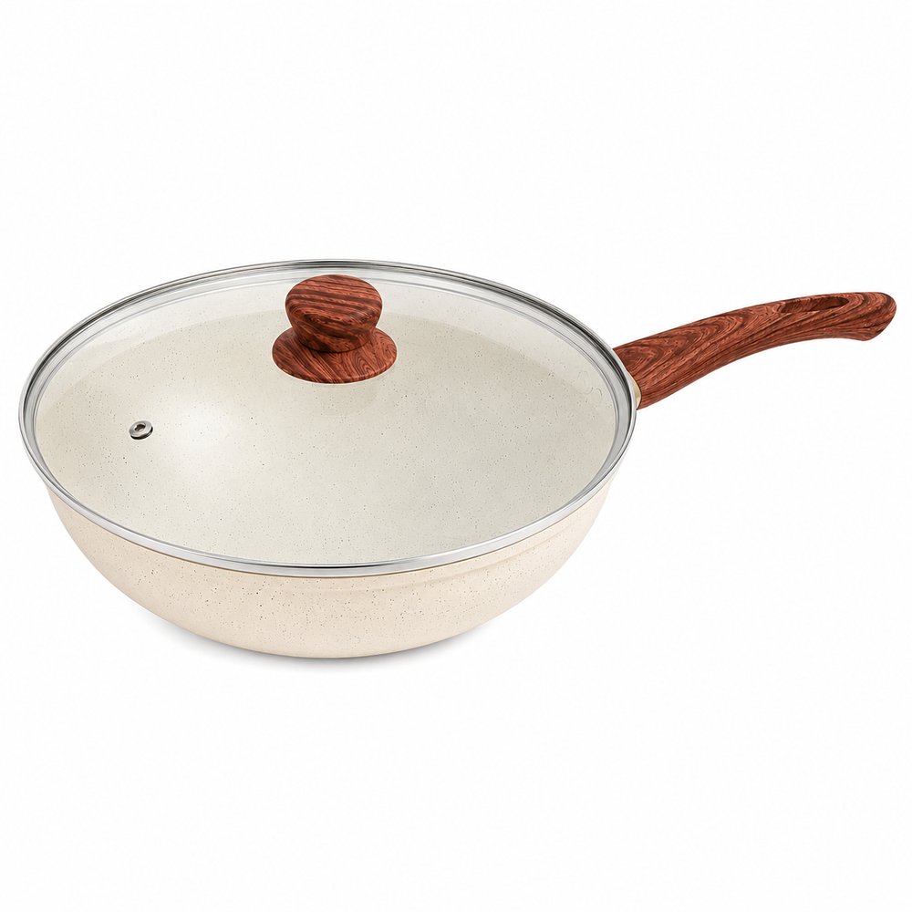 Frigideira Nanocerâmico Granito com Tampa 28cm - Creme
