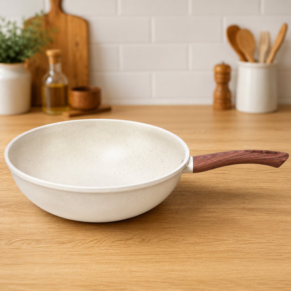 Frigideira Nanocerâmico Granito com Tampa 28cm - Creme
