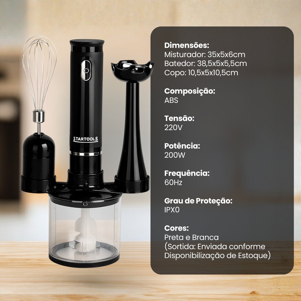 Kit Mixer, Processador e Batedor De Alimentos 3 Em 1 220V - Sortida