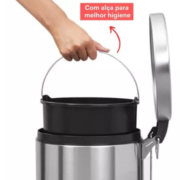 Lixeira Inox Redonda Multiuso - 12 Litros