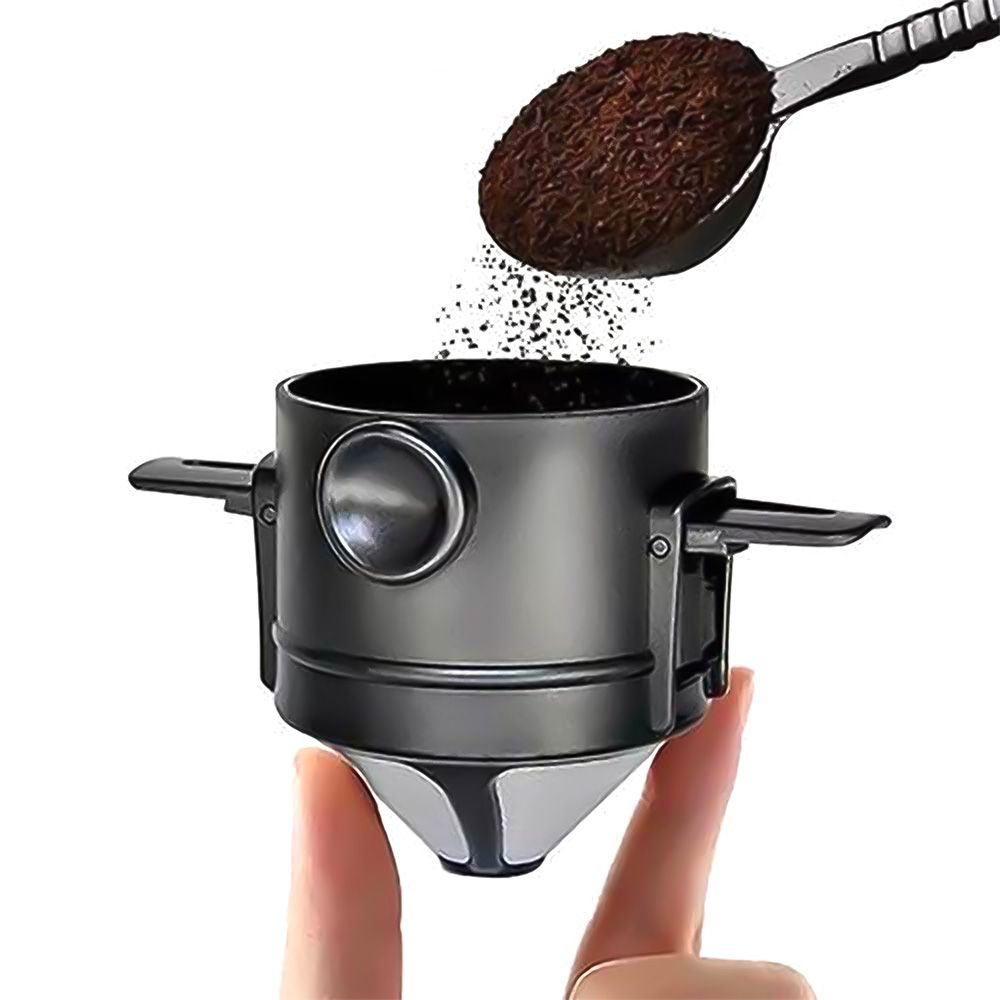 Mini Filtro Coador de Café Portátil Reutilizável Com Suporte Dobrável