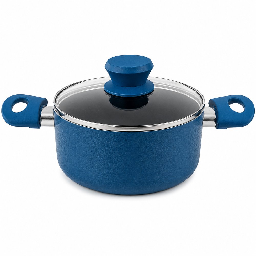 Panela Antiaderente Cerâmica com Tampa 18cm - Azul