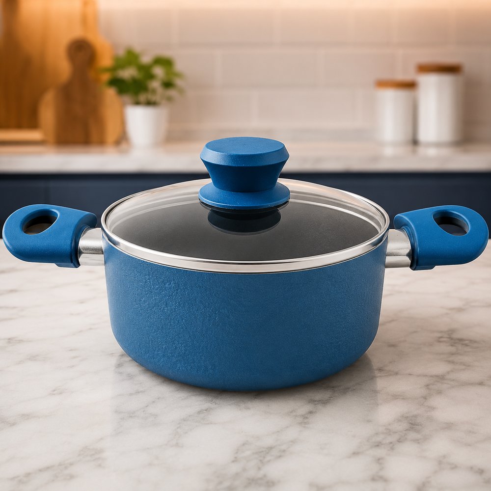 Panela Antiaderente Cerâmica com Tampa 18cm - Azul