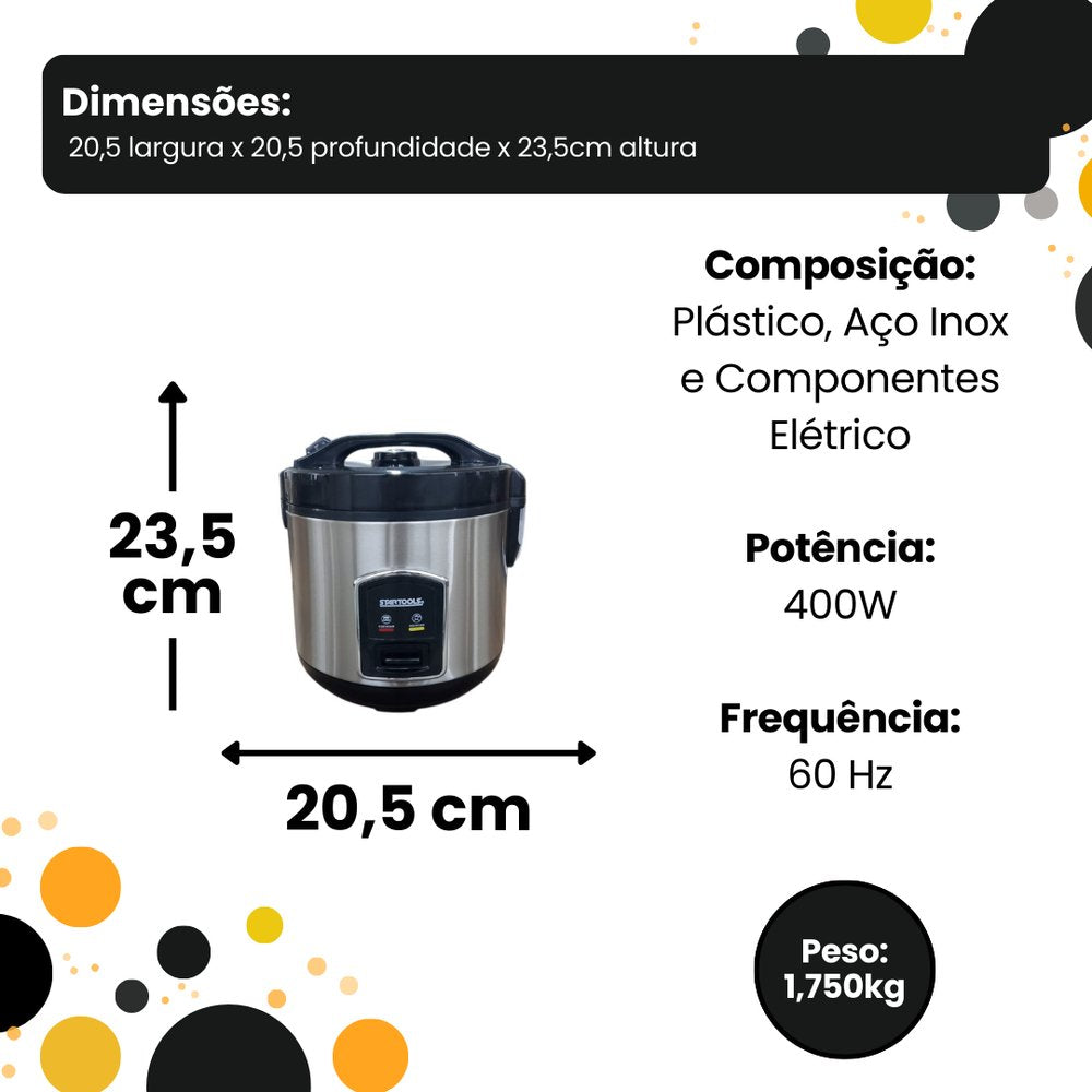 Panela de Arroz Elétrica 1 Litro 220V - Preta