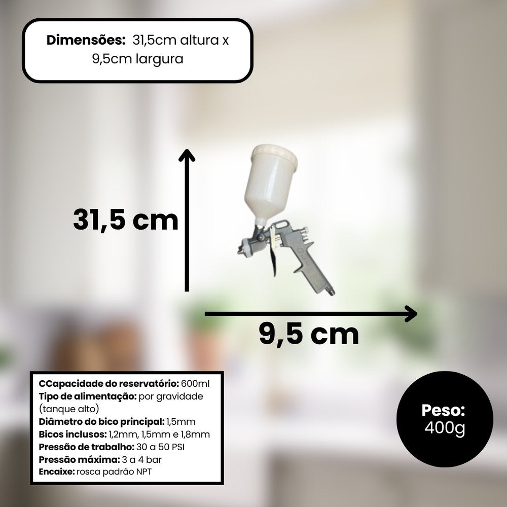 Pistola de Pintura Alta Pressão - 600ml
