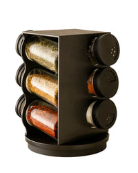 Porta Condimentos Giratório Plástico Preto com 06 Potes 80ml