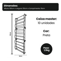 Sapateira Vertical de Parede e Porta para 36 Pares Preta