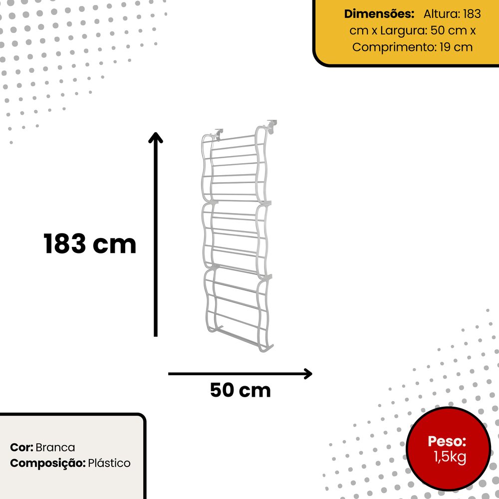 Sapateira Vertical de Parede e Porta para 36 Pares - Branca