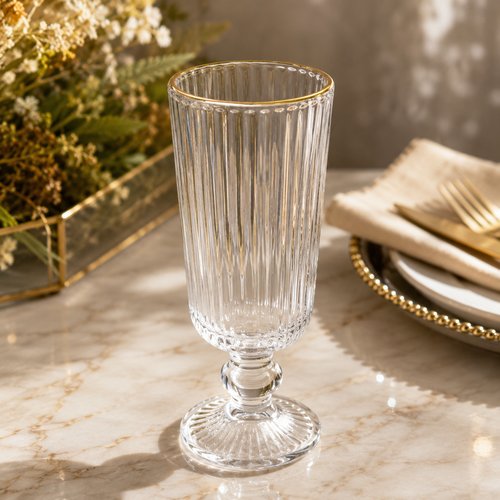 Jogo 6 Taça de Champagne Versalhes Gold Vidro 170 ml