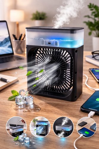 Ventilador Climatizador Portátil USB - Preto