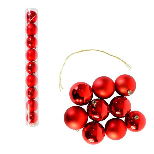 Kit 9 Bolas de Natal 6cm – Enfeite Natalino Vermelho Clássico