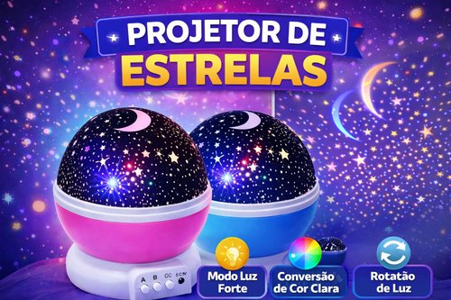 Luminária Galáxia Projetor Céu Estrelado LED RGB Rotação 360° Decorativa