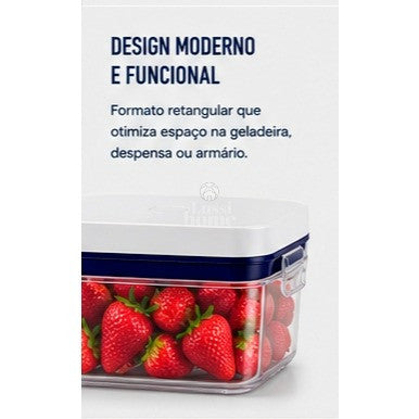 Pote Hermético Retangular Pumps 750ml Mantimentos Alimentos Cozinha Organização Despensa
