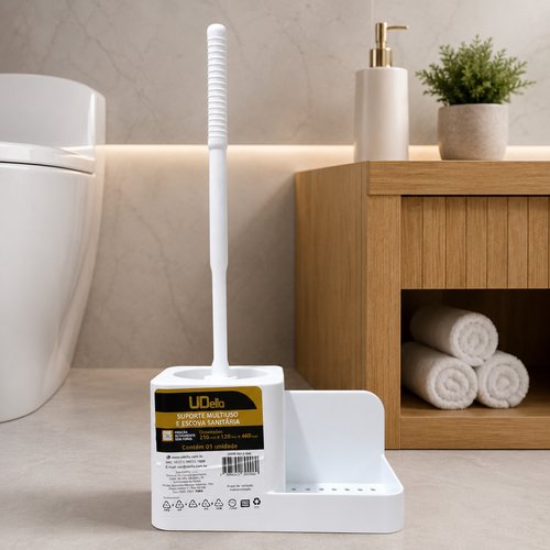 Kit Suporte Multiuso e Escova Sanitária - Branca