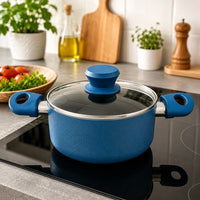 Panela Antiaderente Cerâmica com Tampa 18cm - Azul