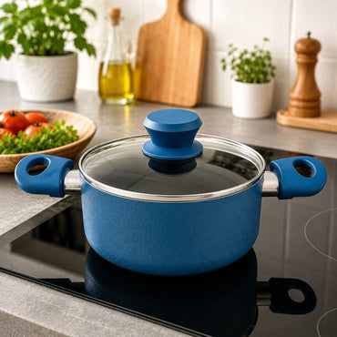 Panela Antiaderente Cerâmica com Tampa 18cm - Azul
