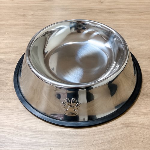 Comedouro Antiderrapante Redondo Pequeno Para Cachorro e Gato 16cm - Inox
