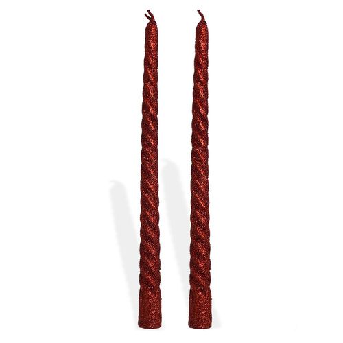 Kit 2 Velas Castiçal Torcidas 25cm – Batizados, Casamentos e Natal – Vermelha