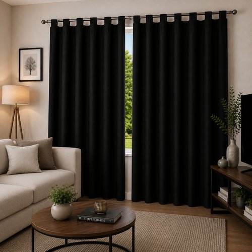 Cortina black-out com alças 280x280 - Preta